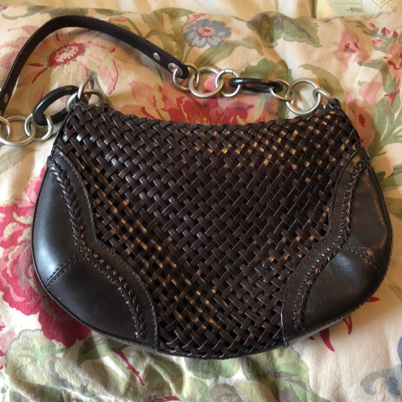 MAXX NEW YORK Classic Woven Brown Leather Shoulder Bag Hardware Stap $129 NEW - Picture 3 of 14